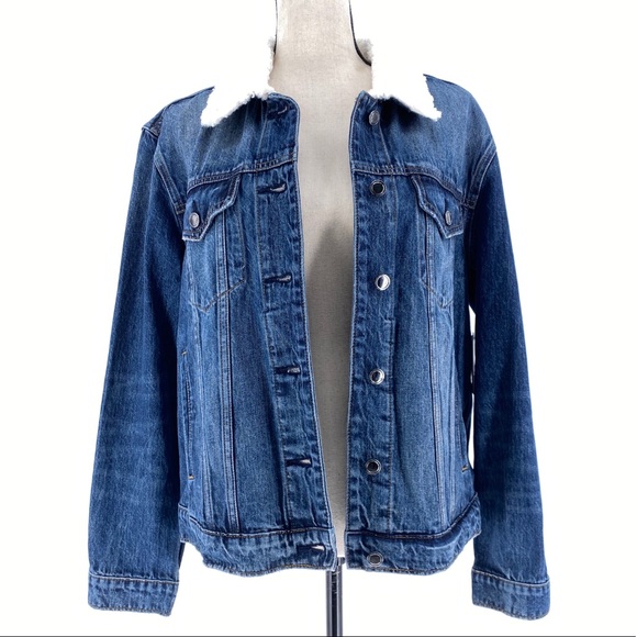 Good American Jackets & Coats Good American Sherpa Boyfriend Denim